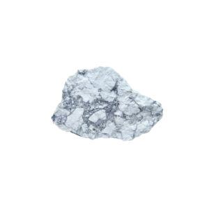Weißer Magnesit Rohstein mit silbernen & goldenen Kristall-Adern.