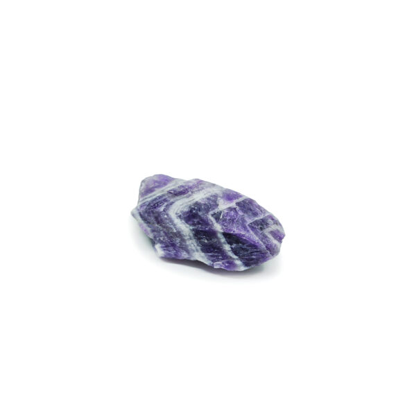 Eine weiß violett gebänderte Kristallspitze aus Amethyst.