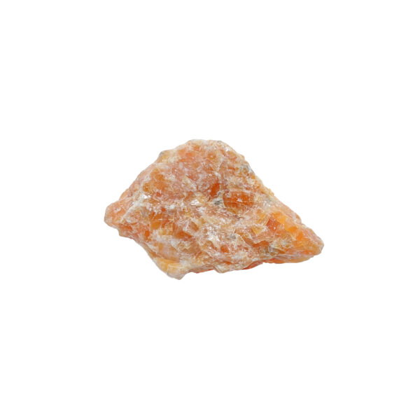 Kristalliner Feuercalcit Rohsten in intensiv orangener Farbe.
