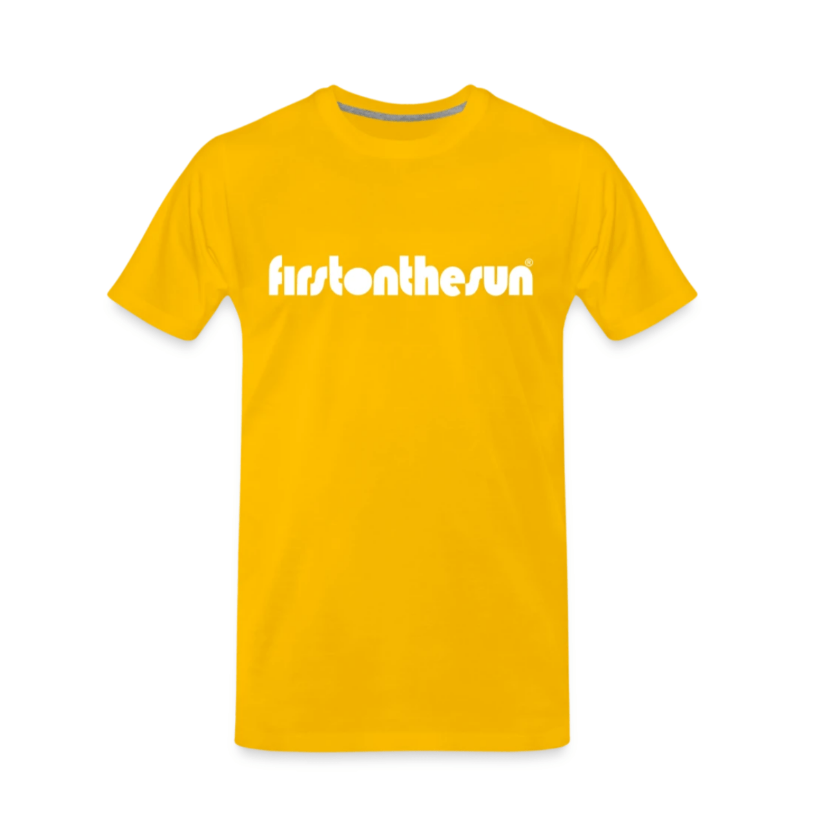 Spirituelles T-Shirt in Gelb von First on the Sun mit weißem Schriftzug