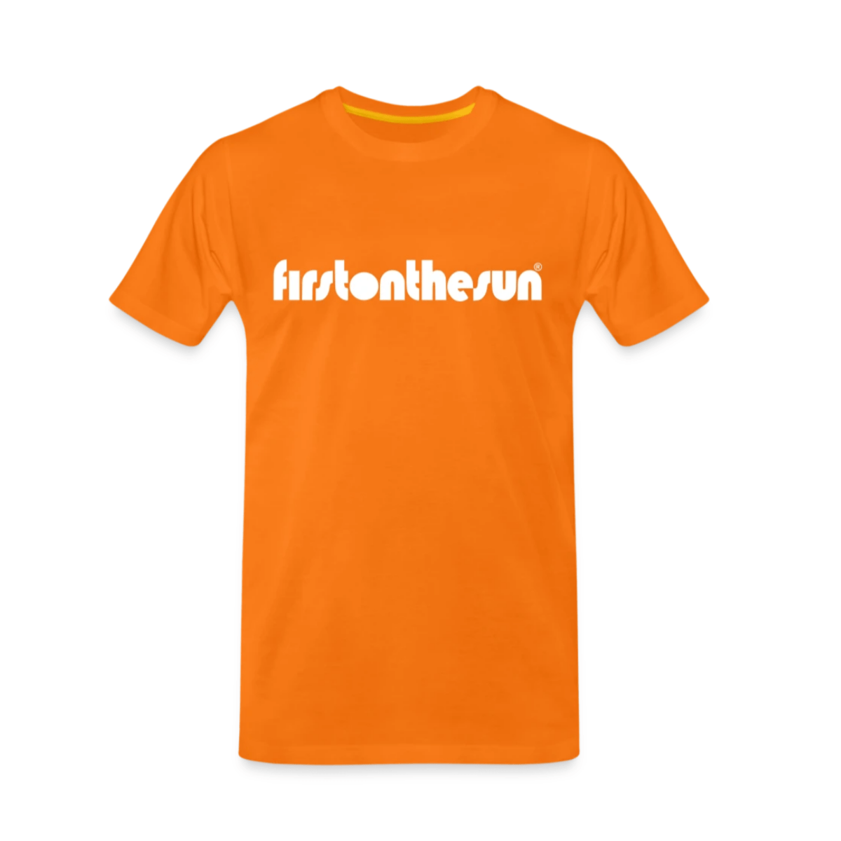 Spirituelles T-Shirt von First on the Sun in orange mit weißem Schriftzug