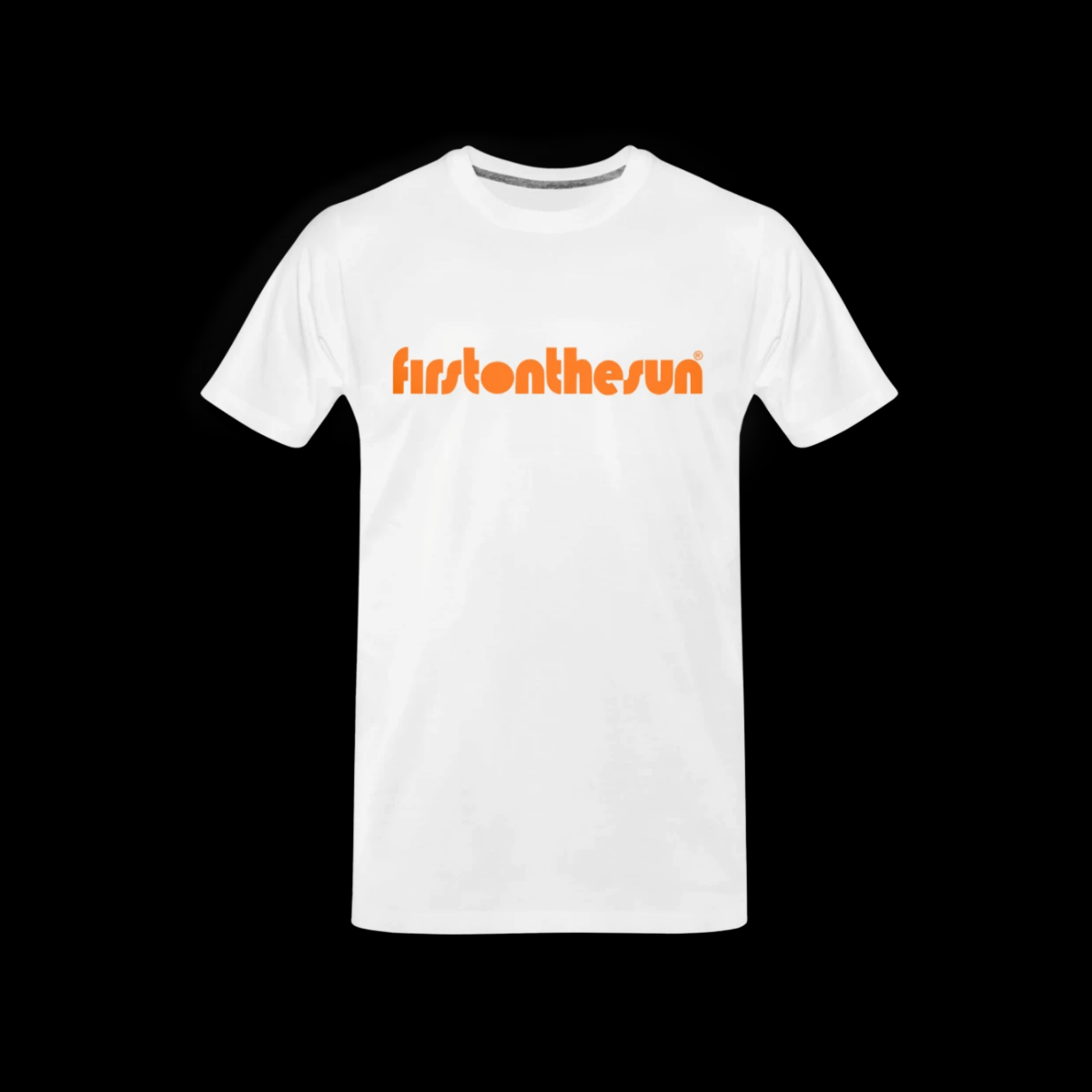 Weißes spirituelles T-Shirt von First on the Sun mit orangenem Logo