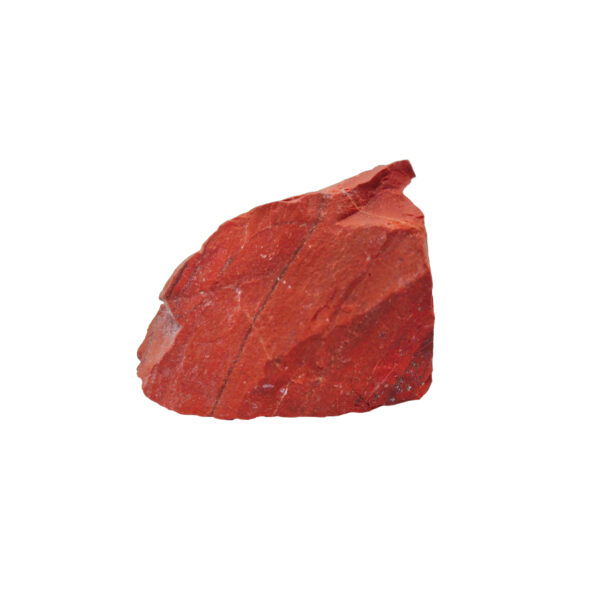 Fein strukturierter roter Jaspis Rohstein mit schwarzen Kristall-Adern.