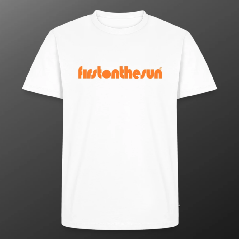 Orangener Schriftzug T-Shirt Weiß