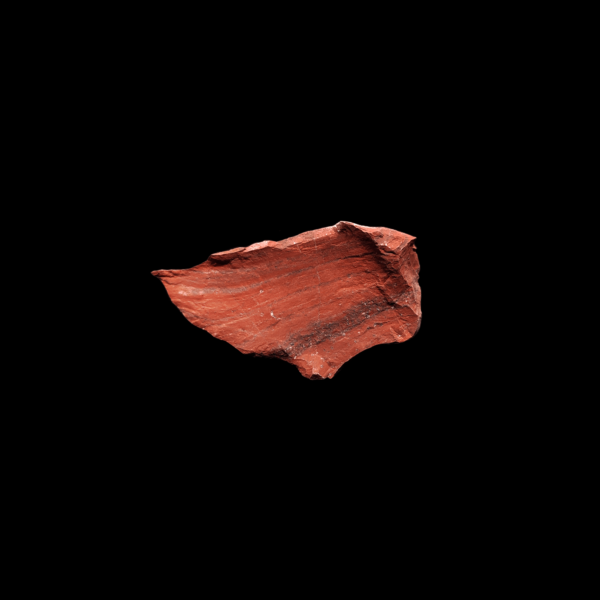 Rotbrauner Jaspis Rohstein, welcher hier als Produkt angeboten wird. Der Stein ist Ziegelfarben.
