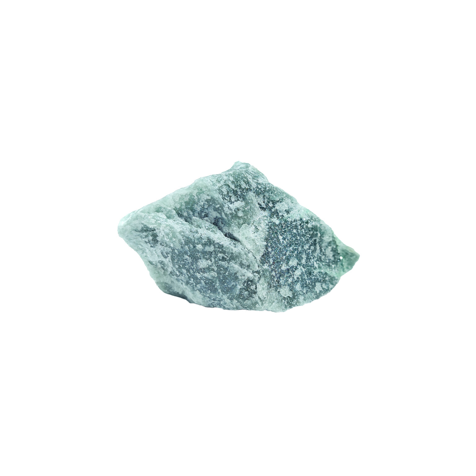 Grüner Aventurin mit ausgeprägtem Glimmer in den Kristallen.