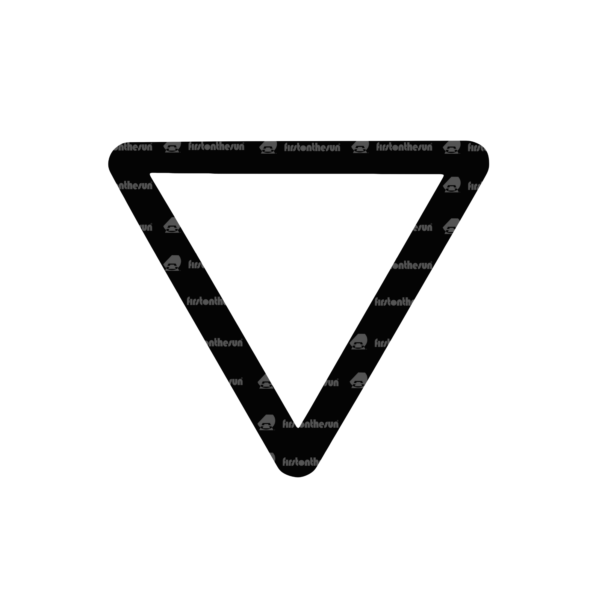 Das alchemistische Symbol des Element Wasser mit firstonthesun Wasserzeichen. Es besteht aus einem umgedrehten Dreieck.