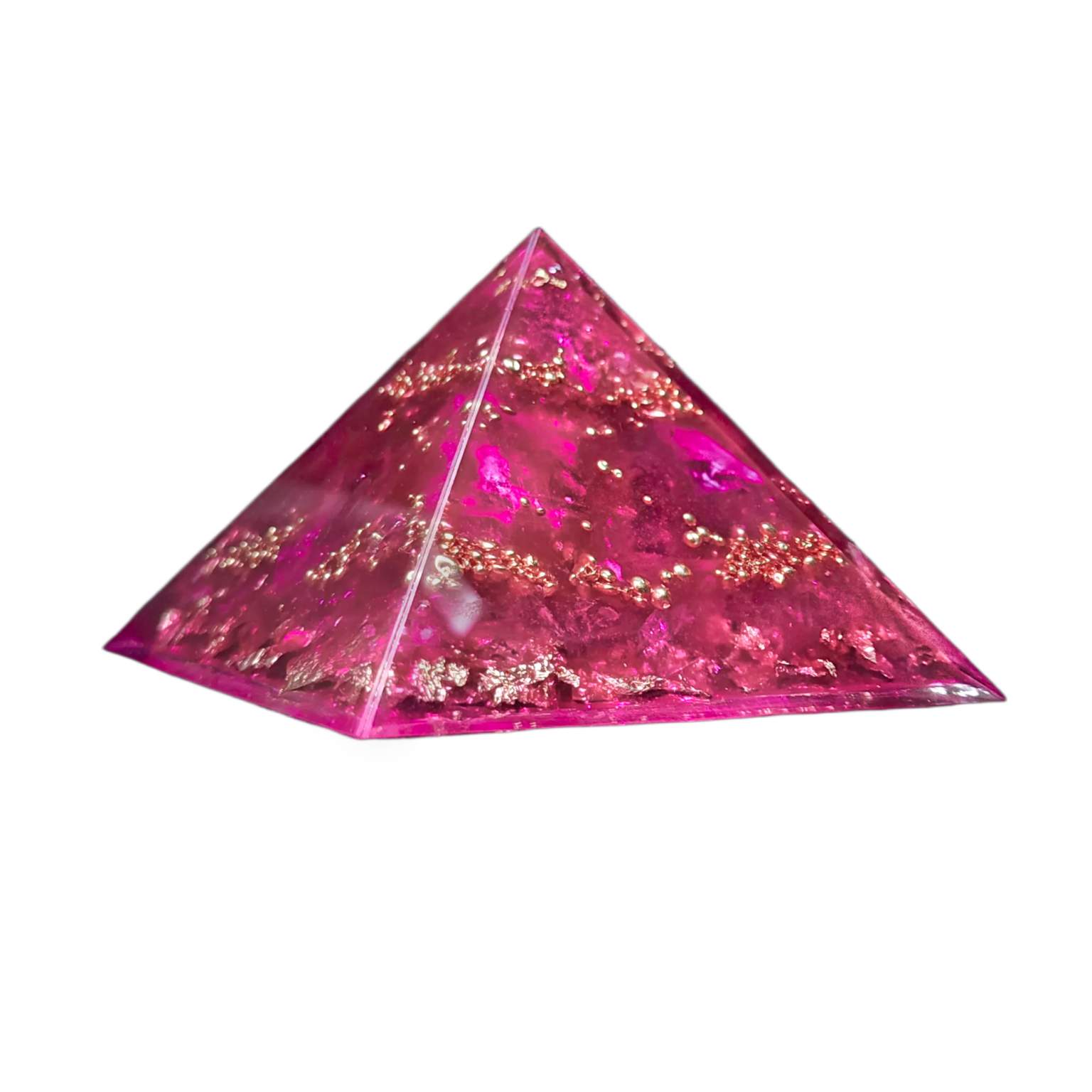 Feenkristall Orgonit Pyramide mit Saphir & Rosenquarz.