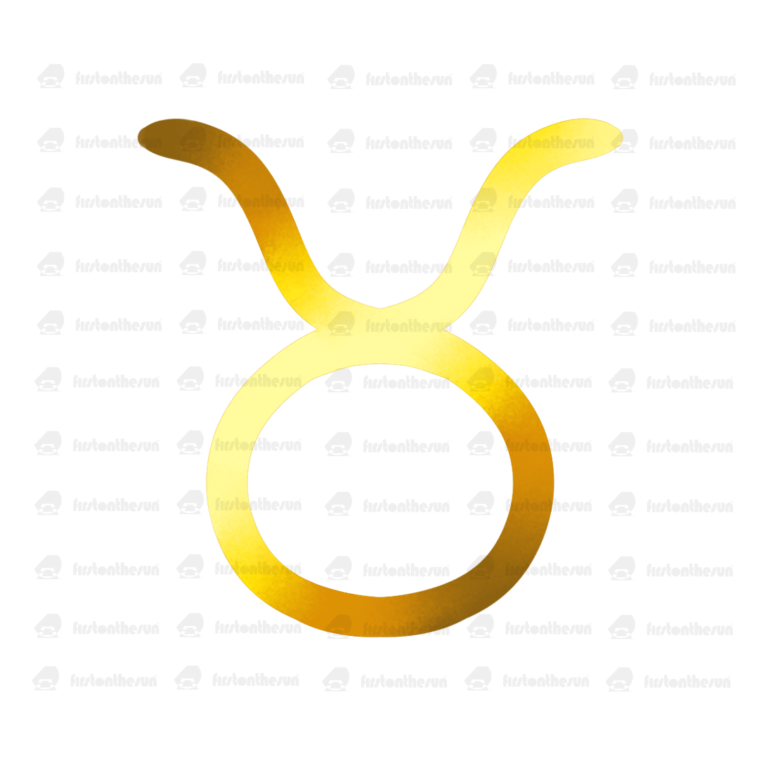 Das alchemistische Symbol des Sternzeichen Stier in Gold mit firstonthesun Wasserzeichen.