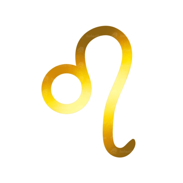 Das alchemistische Symbol des Sternzeichen Löwe in Gold mit firstonthesun Wasserzeichen.