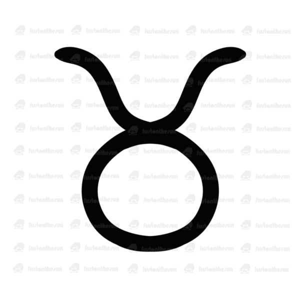Das alchemistische Symbol des Sternzeichen Stier in Schwarz mit firstonthesun Wasserzeichen.