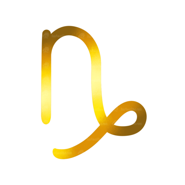 Das alchemistische Symbol des Sternzeichen Steinbock in Gold mit firstonthesun Wasserzeichen.
