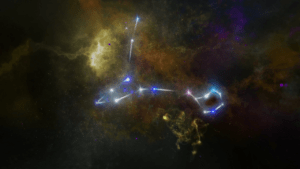 Die astronomische Formation des Sternzeichens Fische am Sternenhimmel.