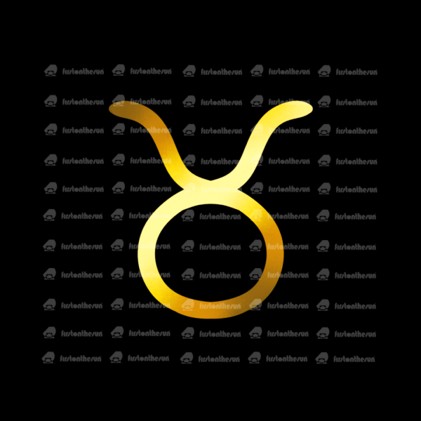 Das alchemistische Symbol des Sternzeichen Stier in Gold mit firstonthesun Wasserzeichen.