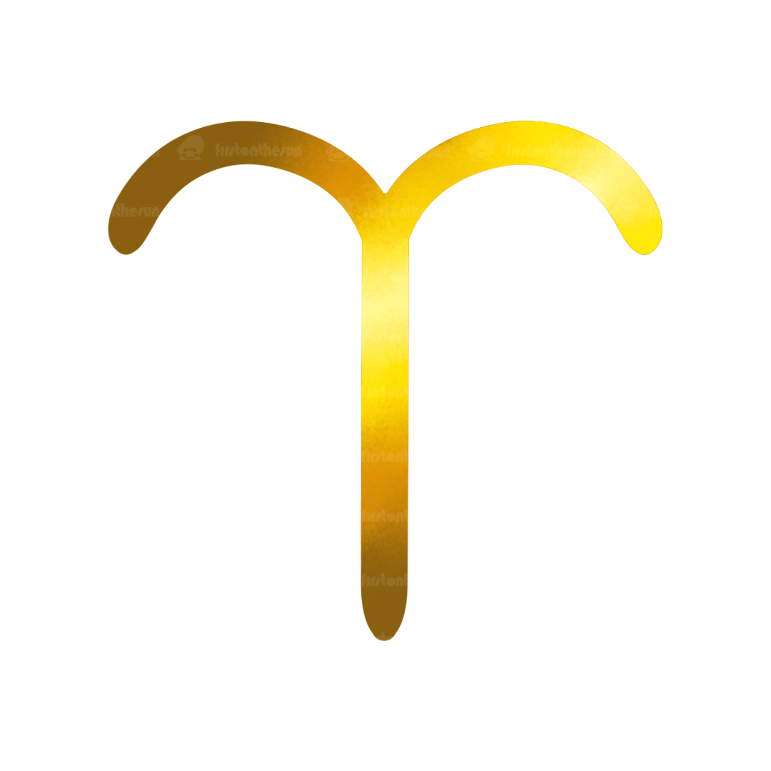 Das alchemistische Symbol des Sternzeichen Widder in Gold mit firstonthesun Wasserzeichen.