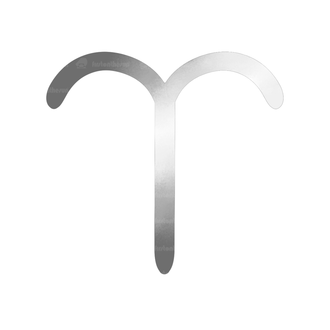 Das alchemistische Symbol des Sternzeichen Widder in Silber mit firstonthesun Wasserzeichen.