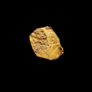 Ein gelber Jaspis Rohstein mit silbernem Glimmer.