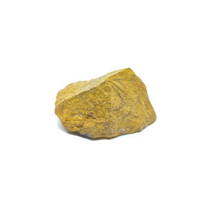 Natürlicher gelber Jaspis Rohstein mit silbernen Kristall-Adern.