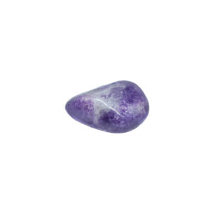 Intensiv violetter Lepidolith Trommelstein mit weißen Kristalladern.