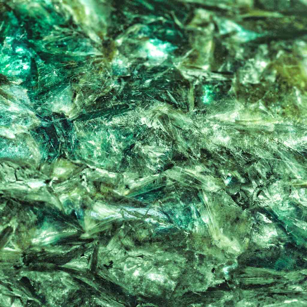 Smaragdgrüner Dioptas Kristall in der Nahaufnahme.