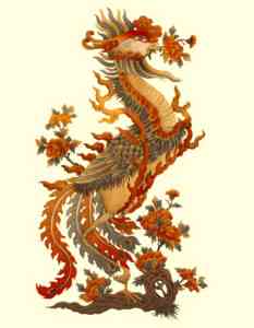Illustration eines Phoenix mit feurigen Federn. Symbolbild für das Krafttier Phönix.