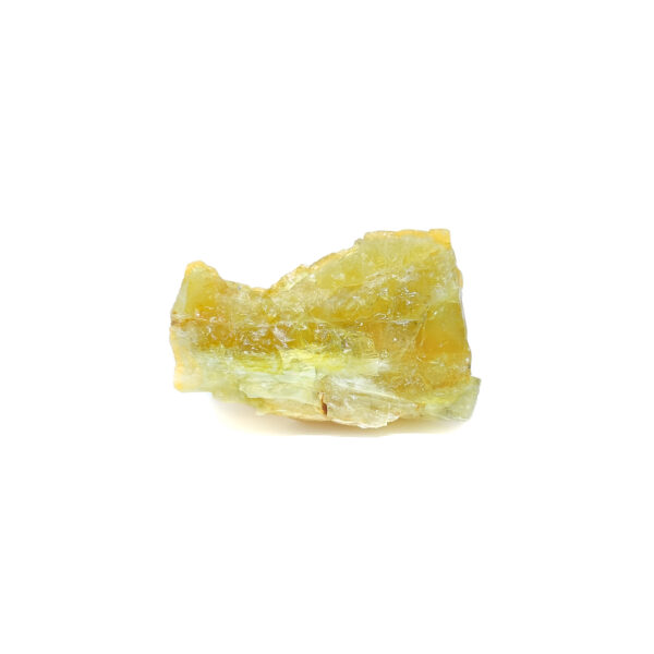 Transparenter gelber Opal mit wellig-muscheliger Kristallstruktur.
