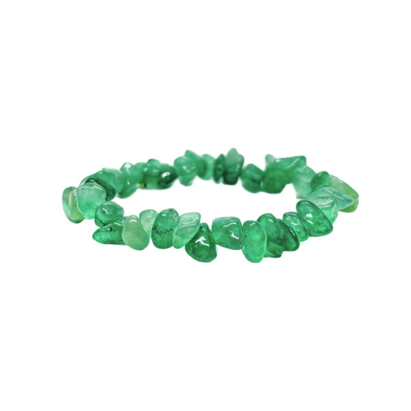 Splitterarmband aus glatt polierten Aventurin Perlen. Die Trommelsteine sind intensiv grün.