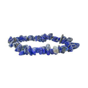 Edelsteinarmband aus polierten Lapislazuli Trommelsteinen. Die Edelstein Perlen sind blau bis dunkelblau.