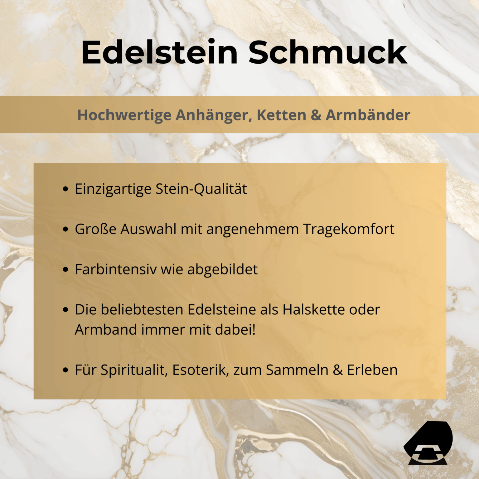 Qualitätsversprechen für Edelsteinschmuck wie Armbänder & Tropfenanhänger.
