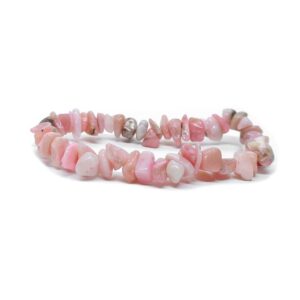 Edelsteinarmband aus polierten pinken Opal Trommelsteinchen.