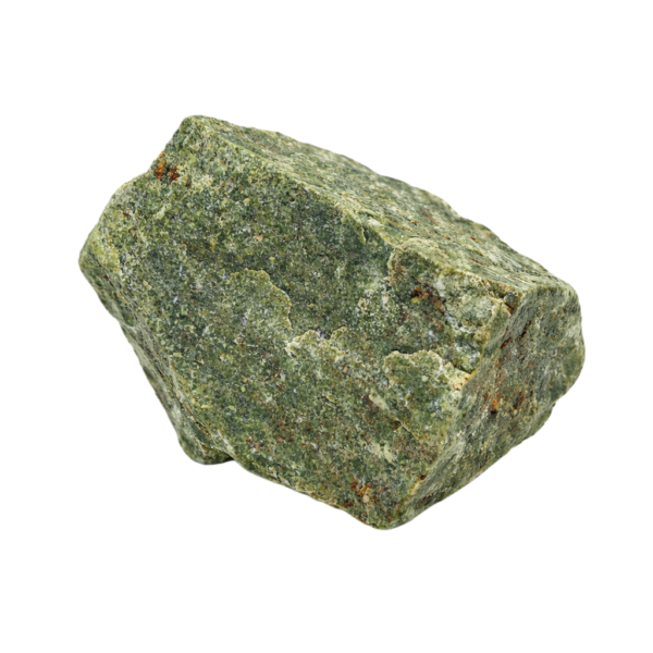 Ein dunkelgrüner roher & unbearbeiteter Epidot Kristall.