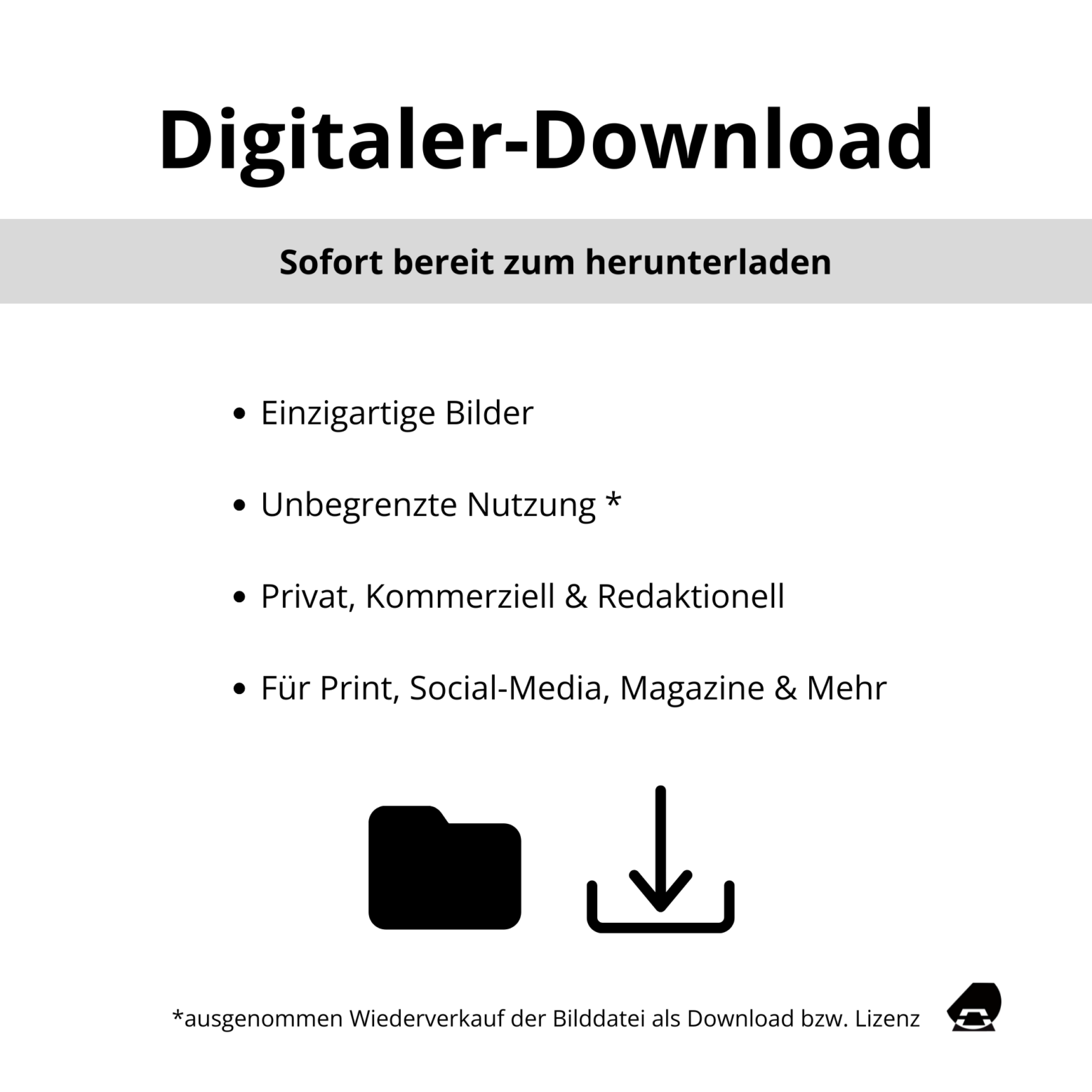 Hinweise & Informationen für Digitale Downloads wie Stockfotos oder Illustrationen.