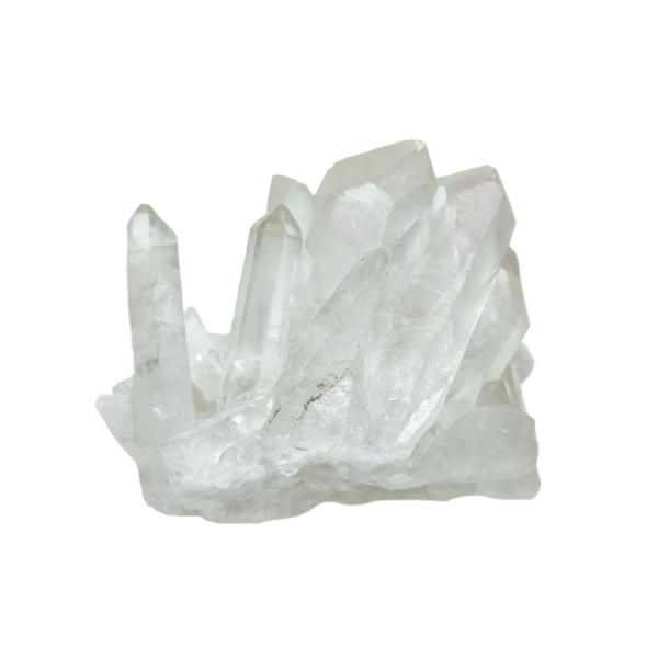 Bergkristall-Stufe mit transparenten Spitzen.