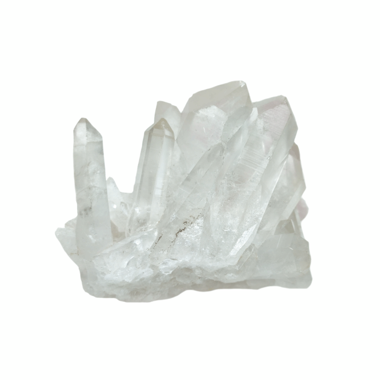 Bergkristall-Stufe mit transparenten Spitzen.