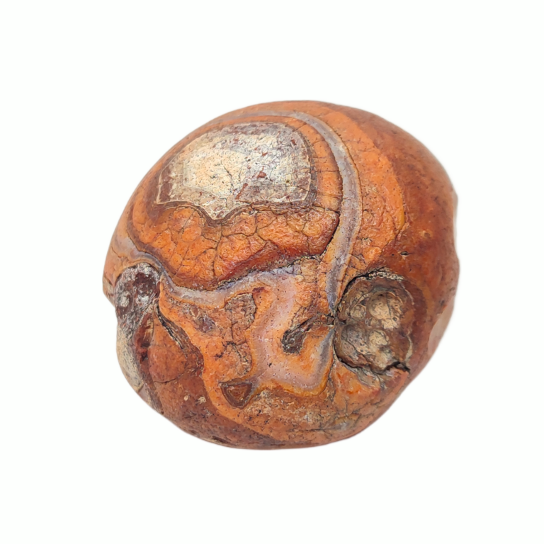 Ein Bahia-Achat Rohstein, welcher durch fließendes Wasser angetrommelt wurde.